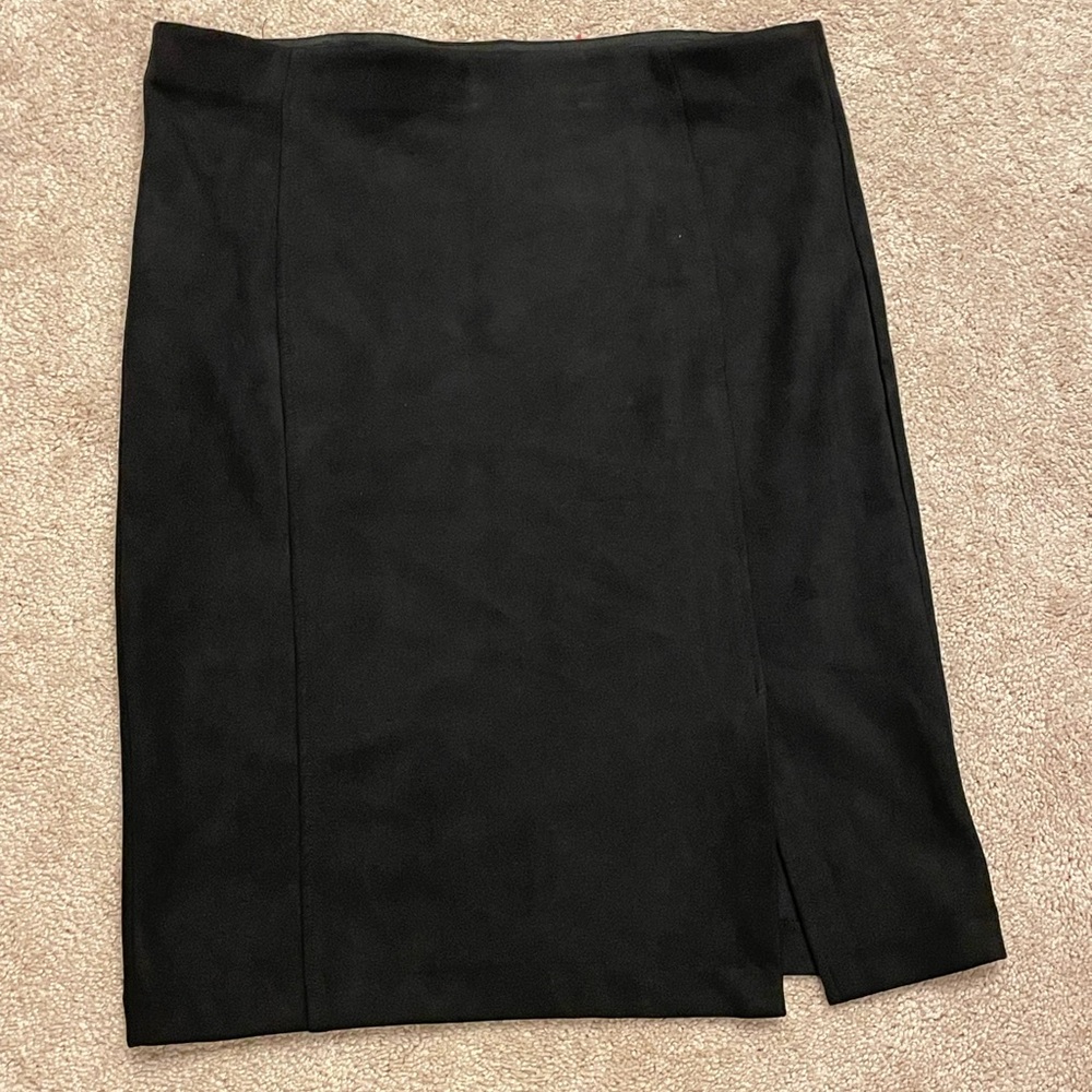 Elegant Premise Black Faux Suede Boho Goth Women's Pencil Skirt